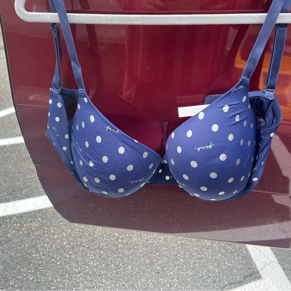 Pink Polk a dot bra